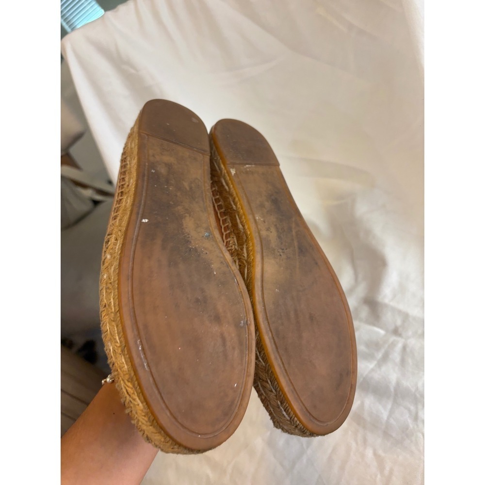 Tory Burch Ines Tan Leather Espadrille Flats Raised Logo 6.5M 12423 123 - Picture 5 of 6